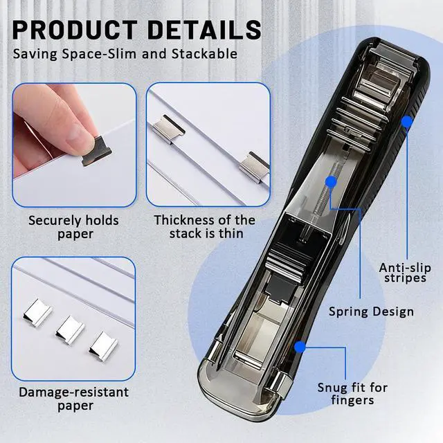 Alt view image 4 of 7 - 2PCS Paper Clip Dispenser with 200PCS Clam Clips, Paper Clamps
