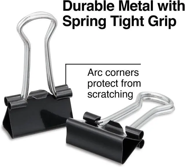 Alt view image 3 of 6 - Staples Binder Clips, Small Size, 0.38" Capacity, Black, 144 Pack Compact Clips for Documents, Notes & Office Use