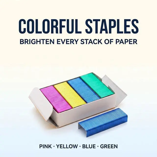 Alt view image 3 of 7 - 800Pcs Mini Color Staples DIY Shop Stapler Refills Standard Book Staple Mini Color Staples Office Staple(24/6mm)