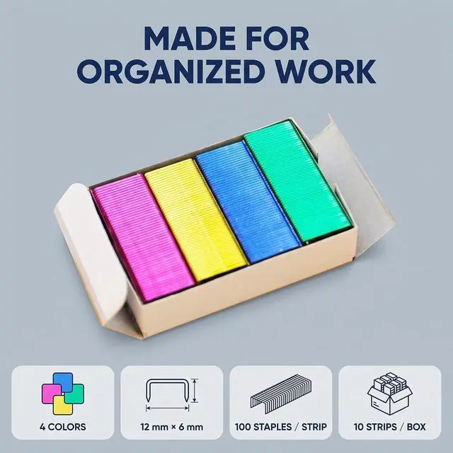 Alt view image 4 of 7 - 800Pcs Mini Color Staples DIY Shop Stapler Refills Standard Book Staple Mini Color Staples Office Staple(24/6mm)