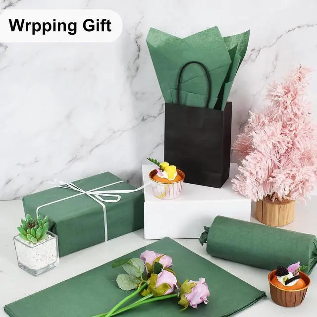 Alt view image 3 of 7 - BEISHIDA 100 Sheets Forest Green Tissue Paper Bulk, Wrapping Tissue Paper for Gift Bags, 14 x 20 Inch Gift Wrap for Birthday Wedding Graduation DIY Crafts Holiday Flowers