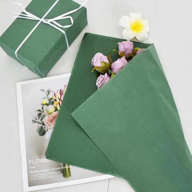 Alt view image 4 of 7 - BEISHIDA 100 Sheets Forest Green Tissue Paper Bulk, Wrapping Tissue Paper for Gift Bags, 14 x 20 Inch Gift Wrap for Birthday Wedding Graduation DIY Crafts Holiday Flowers
