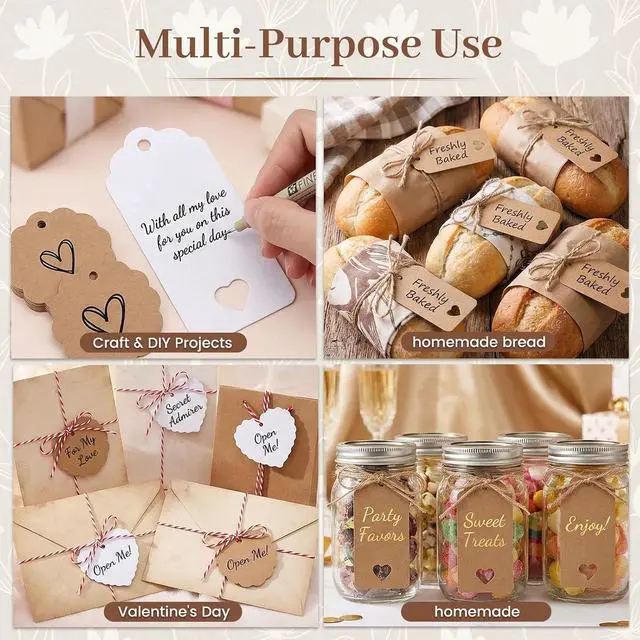 Alt view image 2 of 7 - SallyFashion Assorted Gift Tags with String, 200 Pack 3 Designs