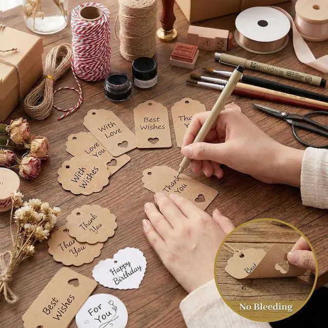 Alt view image 4 of 7 - SallyFashion Assorted Gift Tags with String, 200 Pack 3 Designs