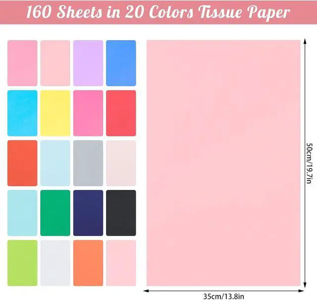 Alt view image 2 of 6 - woric 160 Sheets Tissue Paper for Gift Bags 20 X 14 Inches Multicolor