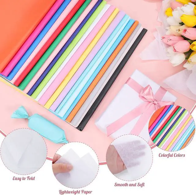 Alt view image 3 of 6 - woric 160 Sheets Tissue Paper for Gift Bags 20 X 14 Inches Multicolor
