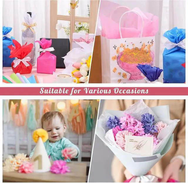 Alt view image 6 of 6 - woric 160 Sheets Tissue Paper for Gift Bags 20 X 14 Inches Multicolor