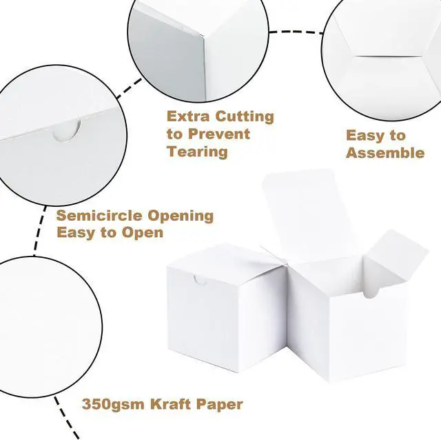 Alt view image 2 of 7 - SHIPKEY 10 Pack White Cardboard Gift Boxes with lids |4x4x4inch Square Boxes | Small Gift Boxes Suitable for Party, Wedding, Christmas, Holidays, Birthdays and All Other Occasions