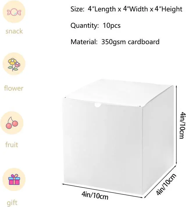 Alt view image 3 of 7 - SHIPKEY 10 Pack White Cardboard Gift Boxes with lids |4x4x4inch Square Boxes | Small Gift Boxes Suitable for Party, Wedding, Christmas, Holidays, Birthdays and All Other Occasions