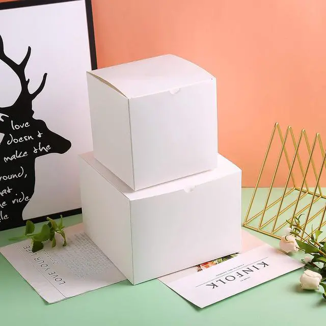 Alt view image 5 of 7 - SHIPKEY 10 Pack White Cardboard Gift Boxes with lids |4x4x4inch Square Boxes | Small Gift Boxes Suitable for Party, Wedding, Christmas, Holidays, Birthdays and All Other Occasions