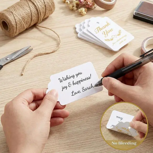 Alt view image 4 of 7 - SallyFashion 100PCS Gold Foil Thank You Gift Tags with String