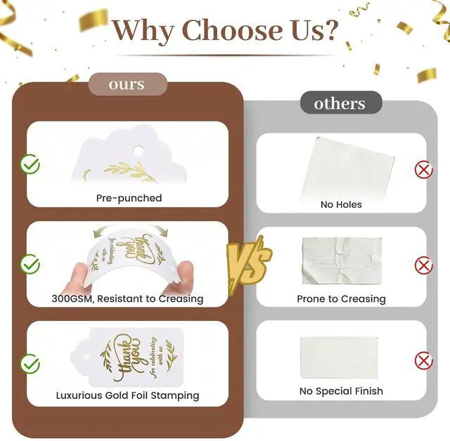 Alt view image 5 of 7 - SallyFashion 100PCS Gold Foil Thank You Gift Tags with String