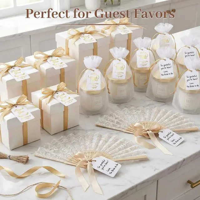 Alt view image 7 of 7 - SallyFashion 100PCS Gold Foil Thank You Gift Tags with String
