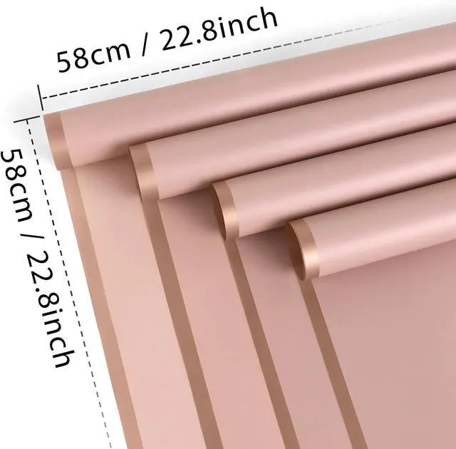 Alt view image 2 of 6 - 20 Sheet Flower Wrapping Paper-Waterproof Floral Bouquet Paper (Dark Pink)