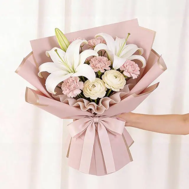 Alt view image 5 of 6 - 20 Sheet Flower Wrapping Paper-Waterproof Floral Bouquet Paper (Dark Pink)