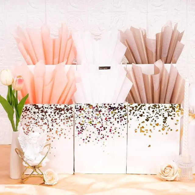 Alt view image 2 of 7 - Larcenciel Tissue Paper Gift Wrap, 30 Pcs Girly Pearlescent Pink Tissue Paper for Gift Bags Bulk, Delicate Glitter Wrapping Art Packaging for Birthdays, Weddings, Anniversaries, Crafts, 19.7x13.8inch