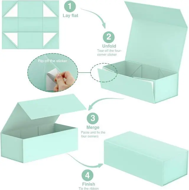 Alt view image 4 of 7 - Gift Box 12" x 6" x 4",Large Gift Box with Lid,Light Blue Boxes for Presents,Birthday,Valentine's Day,Mother's Day,Christmas,Anniversary,Luxury for Gift Packaging