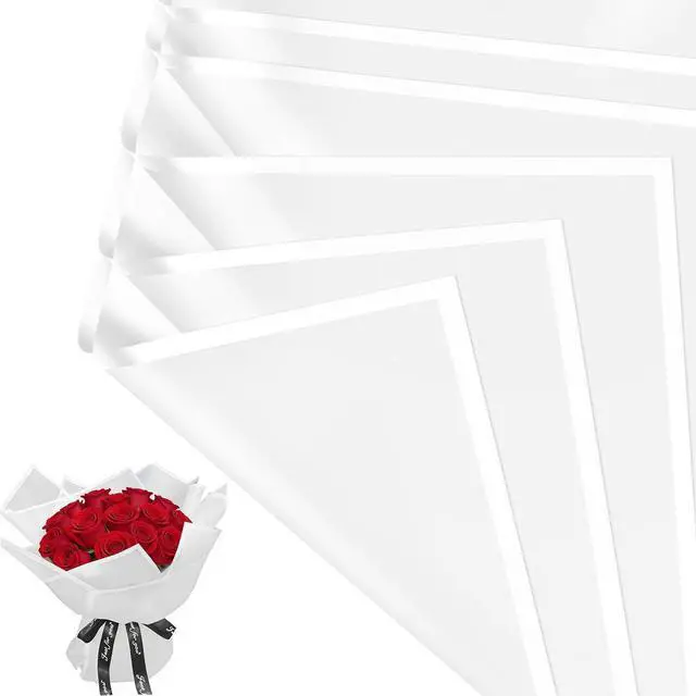 Main image of Jutieuo 20 Sheets White Flower Wrapping Paper, White Edge
