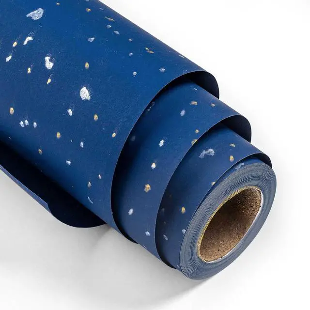 Main image of MAYPLUSS Navy Blue Wrapping Paper Roll, 17N x 16.5FT Shiny Flakes Gift Wrap