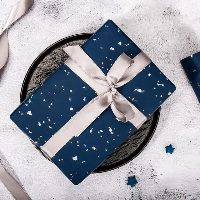 Alt view image 2 of 7 - MAYPLUSS Navy Blue Wrapping Paper Roll, 17N x 16.5FT Shiny Flakes Gift Wrap