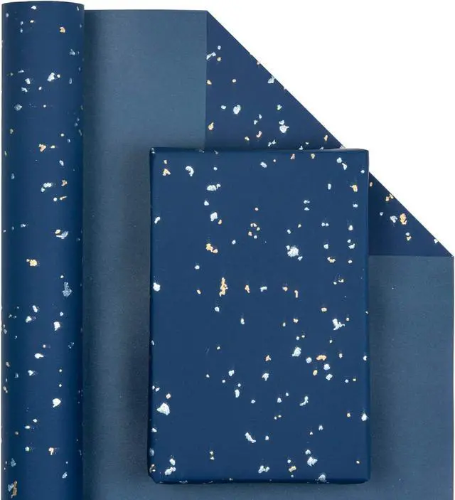 Alt view image 7 of 7 - MAYPLUSS Navy Blue Wrapping Paper Roll, 17N x 16.5FT Shiny Flakes Gift Wrap