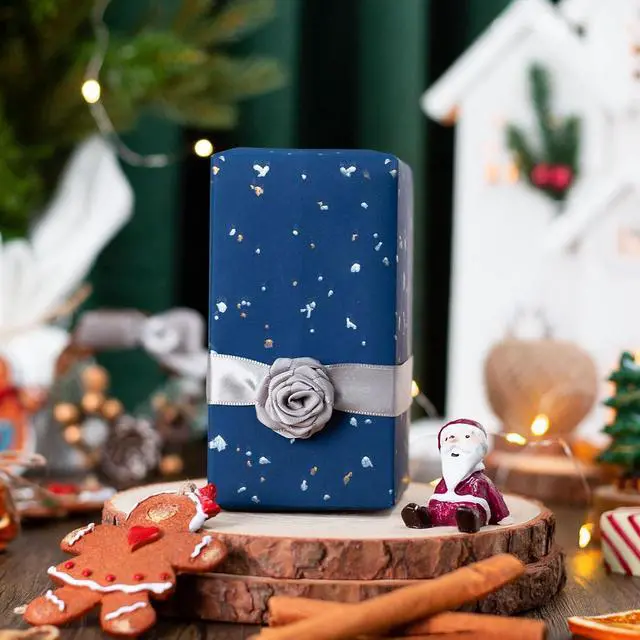 Alt view image 5 of 7 - MAYPLUSS Navy Blue Wrapping Paper Roll, 17N x 16.5FT Shiny Flakes Gift Wrap