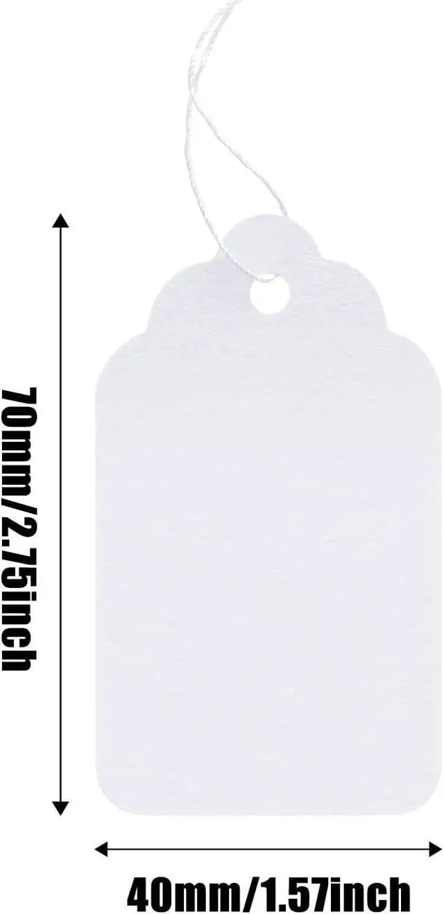 Alt view image 2 of 5 - ZUFECY 100 Marking Tags - White Price Tags with String, Display Labels for Jewelry, 2.75 x 1.57 Inches