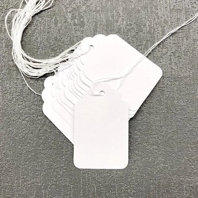Alt view image 5 of 5 - ZUFECY 100 Marking Tags - White Price Tags with String, Display Labels for Jewelry, 2.75 x 1.57 Inches