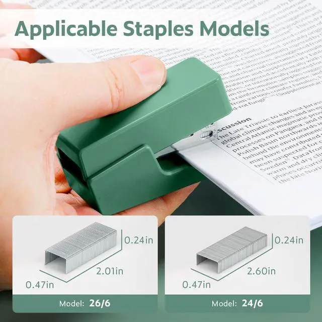 Alt view image 3 of 7 - NUSIGN Mini Stapler with 830 Staples, Small Cute Desk Staplers, 25 Sheet Capacity, Green