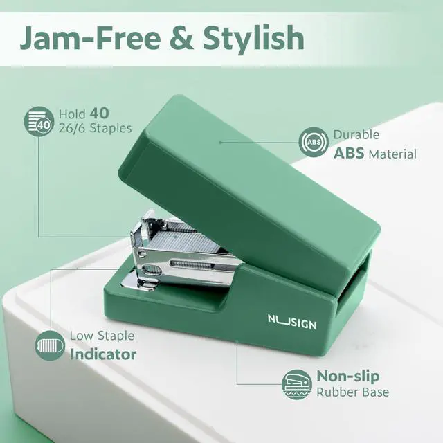 Alt view image 4 of 7 - NUSIGN Mini Stapler with 830 Staples, Small Cute Desk Staplers, 25 Sheet Capacity, Green