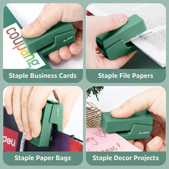 Alt view image 5 of 7 - NUSIGN Mini Stapler with 830 Staples, Small Cute Desk Staplers, 25 Sheet Capacity, Green