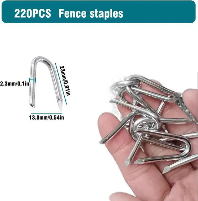 Alt view image 2 of 5 - 220 Pcs Heavy Duty Fencing Staples - U-Shaped Wire Fencing Nails for Mesh, Chain Link & Woven Fence | Carbon Steel with Anti-Rust Coating, Galvanized