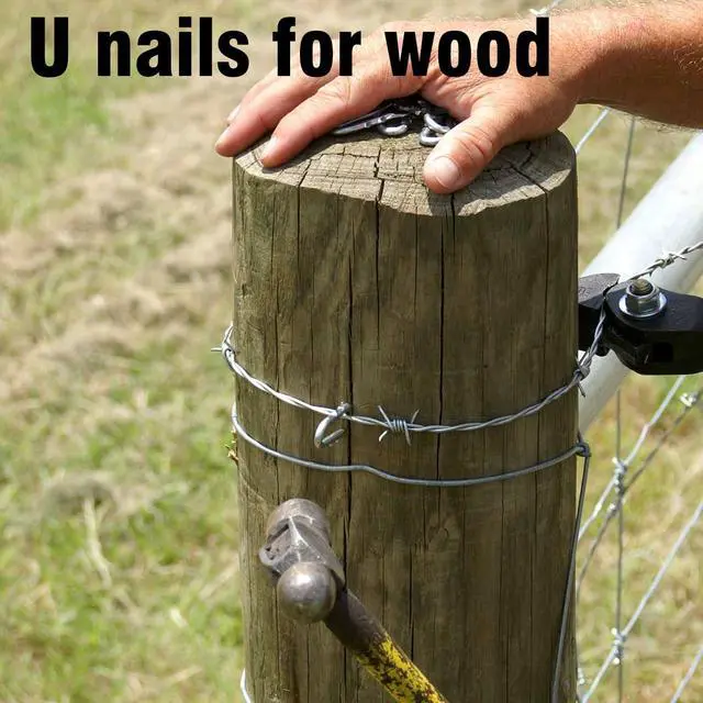 Alt view image 4 of 5 - 220 Pcs Heavy Duty Fencing Staples - U-Shaped Wire Fencing Nails for Mesh, Chain Link & Woven Fence | Carbon Steel with Anti-Rust Coating, Galvanized