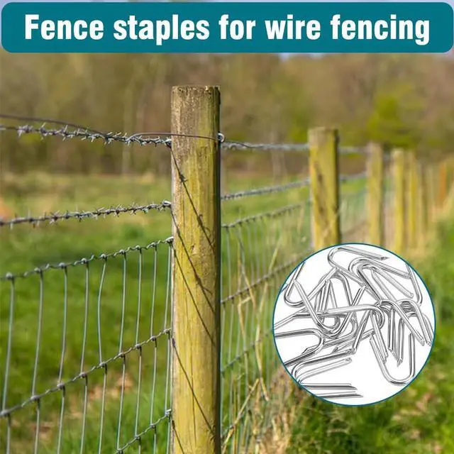 Alt view image 5 of 5 - 220 Pcs Heavy Duty Fencing Staples - U-Shaped Wire Fencing Nails for Mesh, Chain Link & Woven Fence | Carbon Steel with Anti-Rust Coating, Galvanized