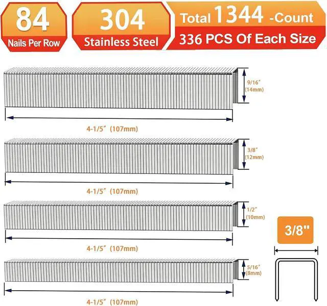 Alt view image 2 of 7 - 20 Guage 304 Stainless Steel T/50 Staples,4 Sizes:1344pcs