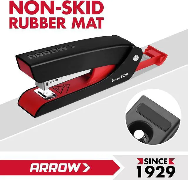 Alt view image 6 of 7 - Arrow Office Stapler Set, 25 Sheet Capacity Metal Desk Stapler with 2100 Staples and Staple Remover, Half Strip Design and Non-Slip Base, Spare Staple Storage for Classroom, Office and Home