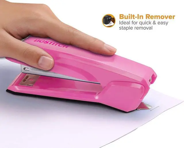 Alt view image 3 of 7 - Bostitch Office Ascend 3 in 1 Stapler Integrated Remover & Staple Storage, 420 Staples Included, 20 Sheet Capacity, Lightweight, Pink