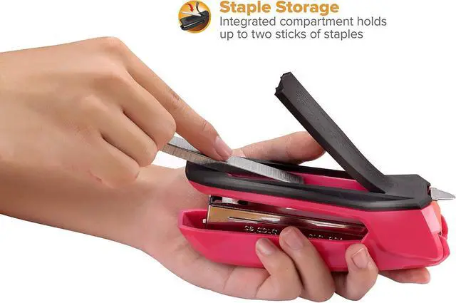Alt view image 4 of 7 - Bostitch Office Ascend 3 in 1 Stapler Integrated Remover & Staple Storage, 420 Staples Included, 20 Sheet Capacity, Lightweight, Pink