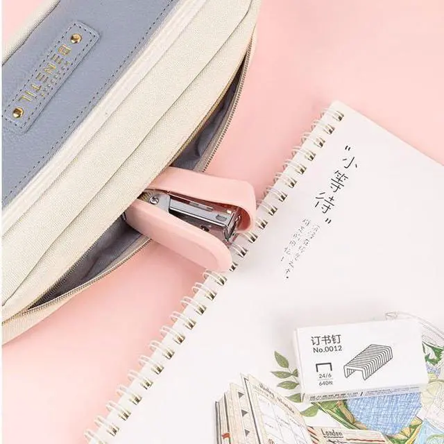 Alt view image 3 of 4 - Pink Color Mini Stapler with Staples,Small Cute Stapler for Desk,Gift for Student or Office Use (Pink)