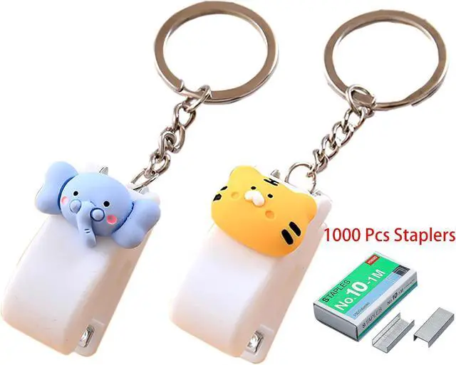 Alt view image 2 of 5 - Mini Desktop Staples, 2 Pcs Tiger and Elephant Design Stapler for 10 Sheets Capacity with 1000 Pcs No.10 Staples (Tig and Eleph)