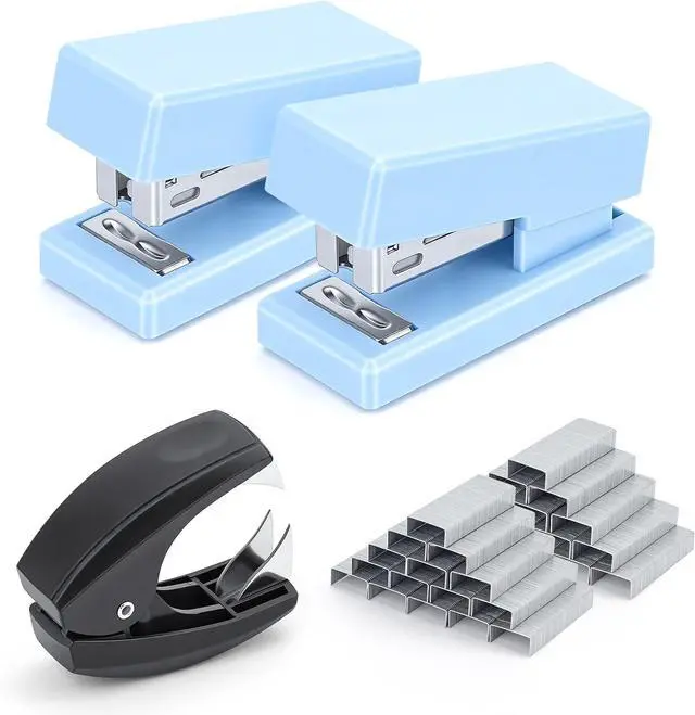 Main image of Mini Stapler with 2000 Staples, 30 Sheet Capacity, Jam-Free, Blue