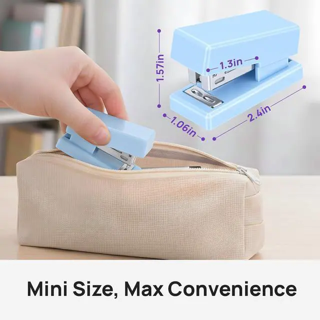 Alt view image 2 of 7 - Mini Stapler with 2000 Staples, 30 Sheet Capacity, Jam-Free, Blue