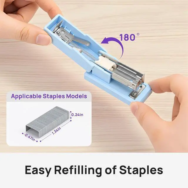 Alt view image 5 of 7 - Mini Stapler with 2000 Staples, 30 Sheet Capacity, Jam-Free, Blue
