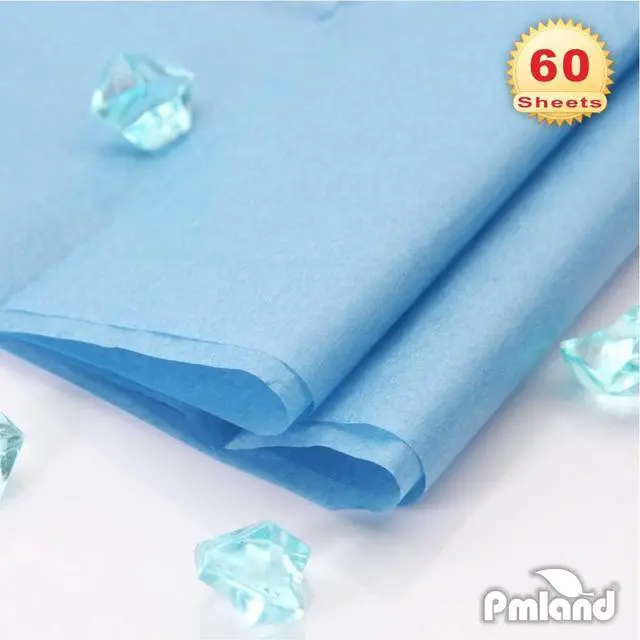 Alt view image 2 of 7 - PMLAND Sky Blue Tissue Paper 26 x 20 Inches 60 Sheets Large Size Wrapping Paper Bigger Than Standard 14 x 20 for Gift Wrap Bags Boxes Crafts and Decorations
