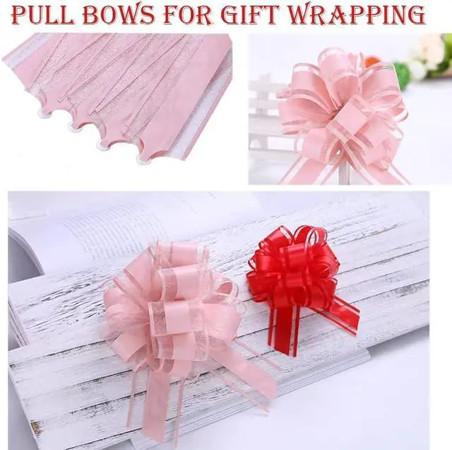 Alt view image 2 of 6 - 6 PC Pull Bows,Bow for Gift Wrapping,6 inches, Party Gift Wedding Ribbon Bows for Wrapping Boxes or Flower Decorations, Gift Decorations(Lotus Root Pink)