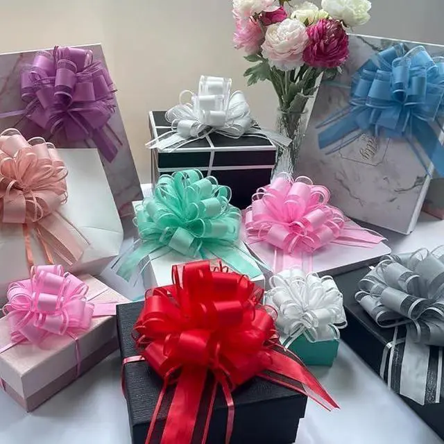 Alt view image 5 of 6 - 6 PC Pull Bows,Bow for Gift Wrapping,6 inches, Party Gift Wedding Ribbon Bows for Wrapping Boxes or Flower Decorations, Gift Decorations(Lotus Root Pink)