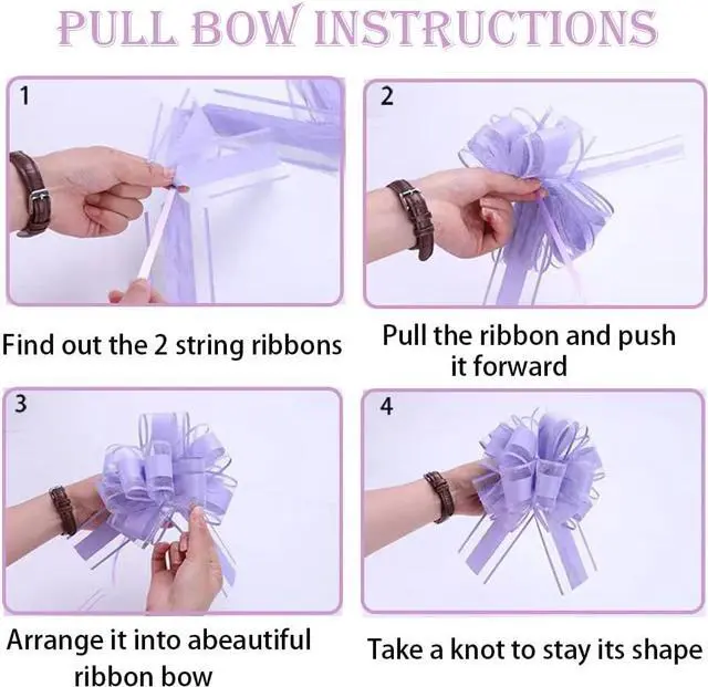 Alt view image 6 of 6 - 6 PC Pull Bows,Bow for Gift Wrapping,6 inches, Party Gift Wedding Ribbon Bows for Wrapping Boxes or Flower Decorations, Gift Decorations(Lotus Root Pink)