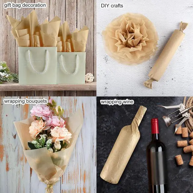 Alt view image 5 of 6 - NEBURORA 100 Sheets Kraft Wrapping Tissue Paper Gift Bag Decorative