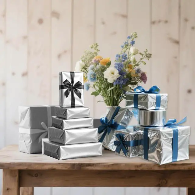 Alt view image 5 of 7 - 60 Sheets Silver Tissue Paper Bulk, PLULON Gift Wrapping Tissue Paper for Packaging 14 x 20 Inch Art Crafts for Gift Bags Decorative Floral Wedding Birthday Party Decor