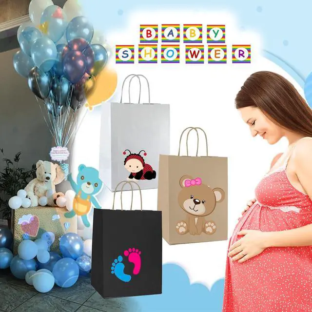 Alt view image 6 of 7 - Qutuus White Paper Gift Bags with Handles Bulk 25 pcs 8x4.5x10 Medium White Paper Bags for Gifts, Valentines, Shopping,